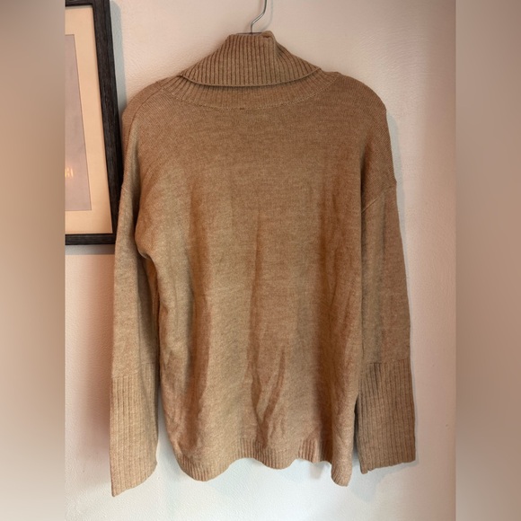 NWT Loft Tan Turtleneck Rib Trim Cozy Sweater - Picture 3 of 8